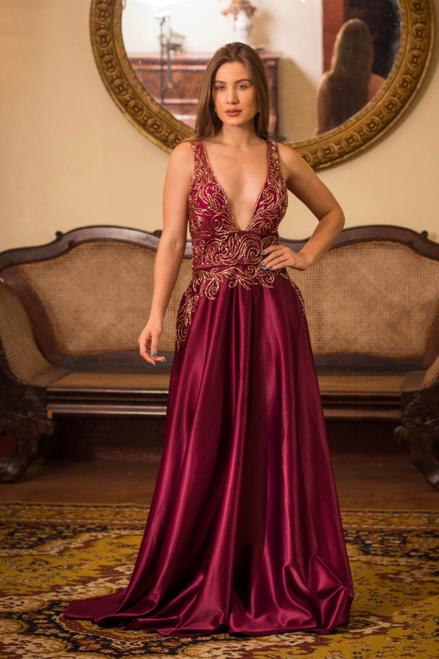 NANCY DRESS - Marsala